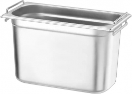 Гастроёмкость HURAKAN GN-H 1/3-200 (325x176x200 мм) с ручками, нерж. сталь